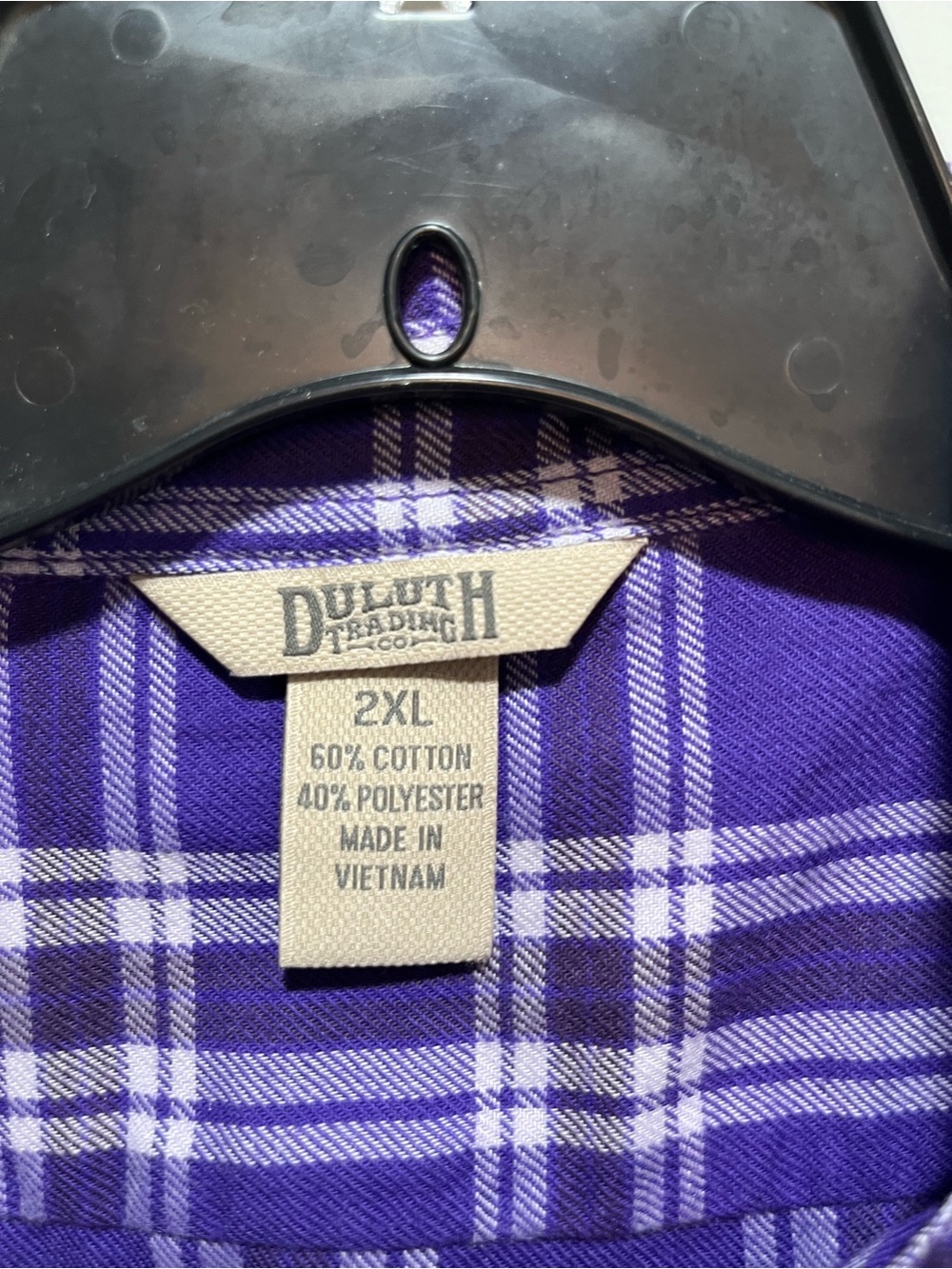 Duluth Trading Co Shirt 2XL Purple Plaid Flannel Button Up Pockets Womens - Picture 3 of 6